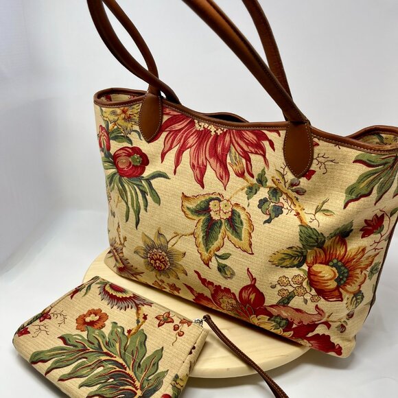 Talbots Floral Canvas Tote & Wristlet Set - Picture 2 of 16